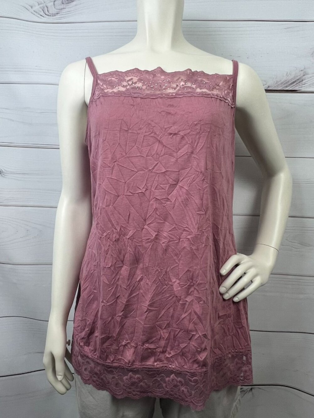 Maurices Mauve Lace Rhinestone Camisole Tank Top Size 1